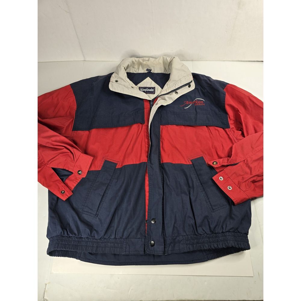 Vtg King Louie Outerwear Men's Size XL Color Block Bomber Jacket Red Blue Puffer